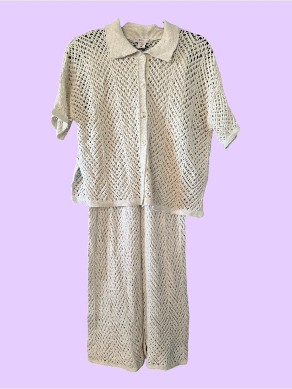 Sincerely Jules Cream Open-Knit Crochet Matching Set